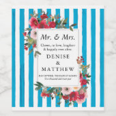 Roses sauvages & Grotto Blue Étiquette de vin en b (Étiquettes simples)