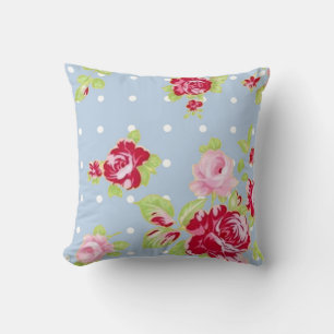 Roses sur Coussin bleu