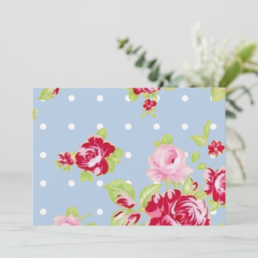 Roses Sur Faire-part de mariage Bleu (Debout devant)