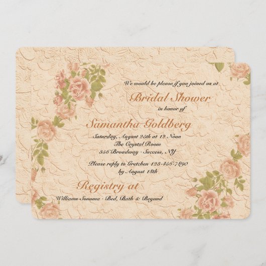 Roses Sur Invitation Stucco (Devant / Derrière)