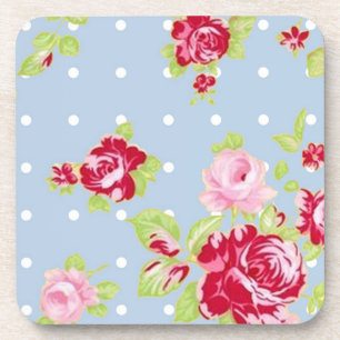 Roses sur le Dessous de verre de liège bleu