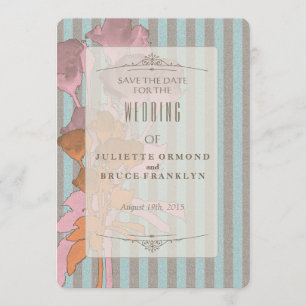 Roses Sur Lin - Enregistrer La Carte D'Invitation 
