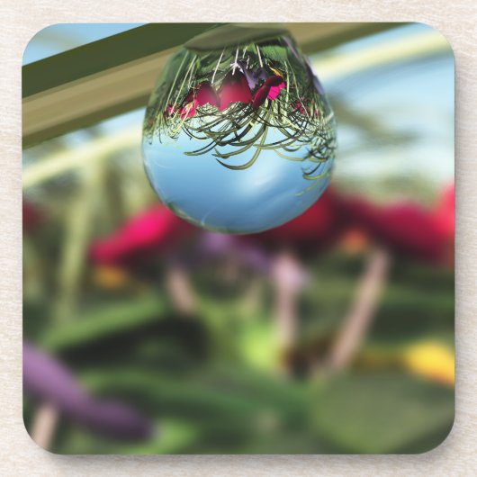 Roses sur Raindrops Cork Dessous de verre (Devant)