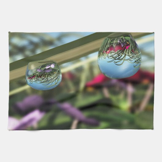 Roses sur Raindrops serviette de cuisine (Horizontal)