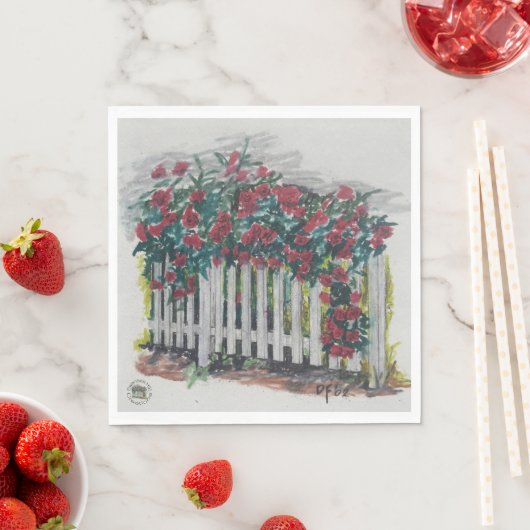 Roses sur une serviette en papier de clôture (En situation)