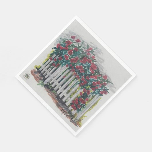 Roses sur une serviette en papier de clôture (Coin)