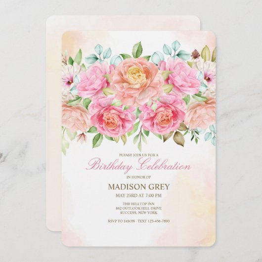 Roses Thé Hybrides  Invitation (Devant / Derrière)