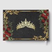 Roses, Tiara & Gold Leaves - Black (Verso)