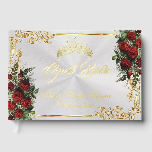 Roses, Tiara & Gold Leaves - Pearl White (Recto)