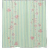 Roses tirés à la main et rayures Douche rideau (Devant)