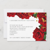 Roses turcs rouges Je suis désolé Carte d'excuses (Devant)