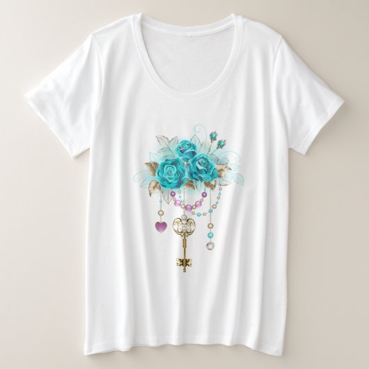 Roses turquoise avec touches (Design devant)