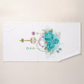 Roses turquoise avec touches (Serviette de bain)
