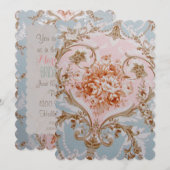 Roses victoriennes - Invitations / RSVP Antoinette (Devant / Derrière)