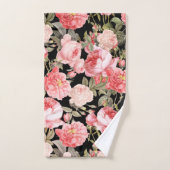 Roses victoriens roses sur le motif noir (Serviette à main)