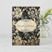 Roses Vintages Invitations Black + parchemin 5x7 (Debout devant)
