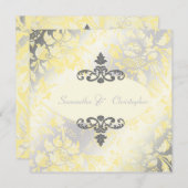 Roses Vintages + invitations jaunes/grises (Devant / Derrière)