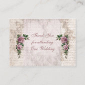 roses vintages rose clair Table Place carte (Dos)