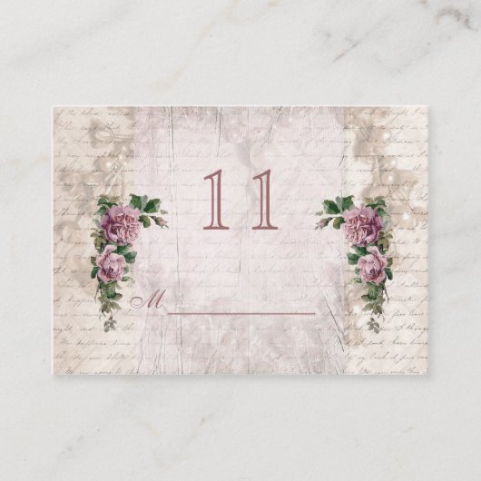 roses vintages rose clair Table Place carte (Devant)