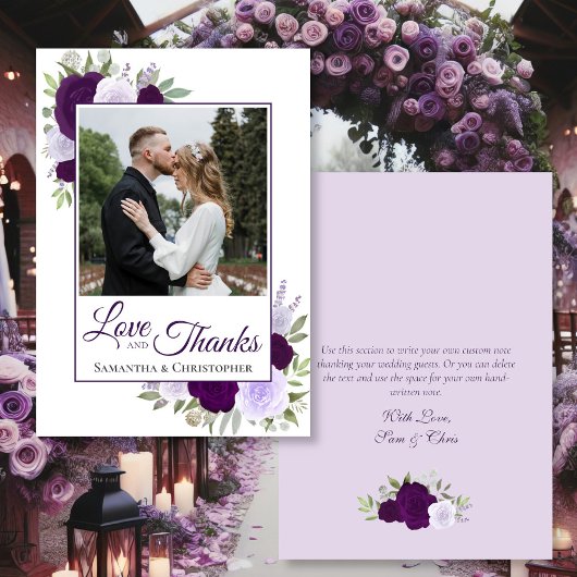 Roses Violettes Amour & Merci Photo Inscriptible M