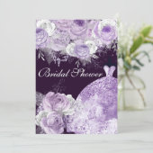 Roses violettes et blanches Elégant Invitation Fêt (Debout devant)