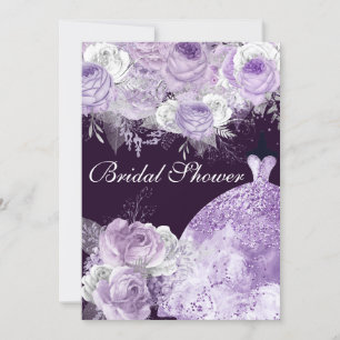 Roses violettes et blanches Elégant Invitation Fêt