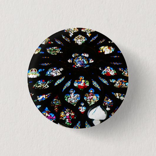 Rosetón de Notre-Dame, Paris Ronde Button 3,2 Cm (Voorkant)