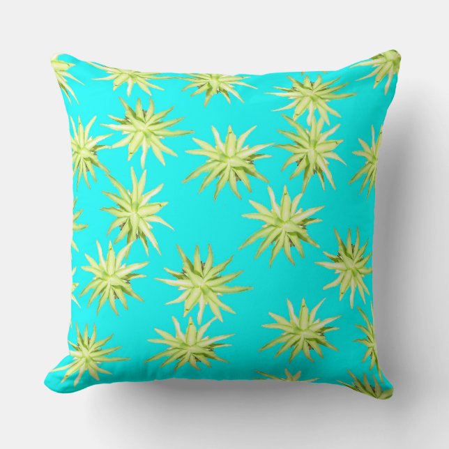 Rosette Agave - Oreiller à lancer Turquoise (Recto)