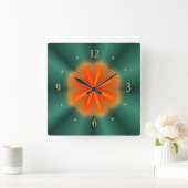 Rosette en rouge/orange avec vert> Horloge de cuis (Maison)