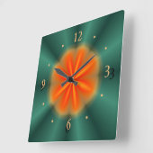 Rosette en rouge/orange avec vert> Horloge de cuis (Angle)