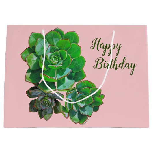 Rosette Succulent Grand Sac Cadeau (Devant)