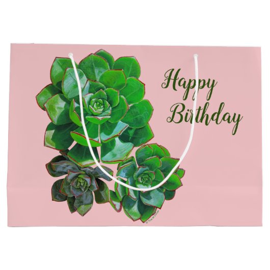 Rosette Succulent Grand Sac Cadeau (Dos)