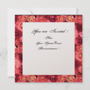 ROSEVELD MONOGRAM, Roze, Rood Zwart Wit Champagne Kaart