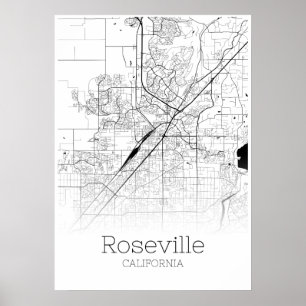 Roseville Map - Californië - City Map Poster