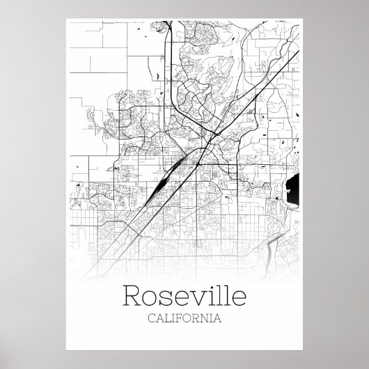 Roseville Map - Californië - City Map Poster (Voorkant)