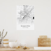 Roseville Map - Californië - City Map Poster (Keuken)