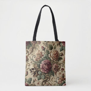 Rosewood Crematorium - Gotische schedel en bloemen Draagtas