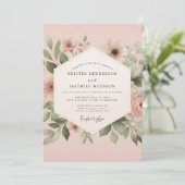 Rosewood Geschilderde Flora Bruiloft Kaart (Staand voorkant)