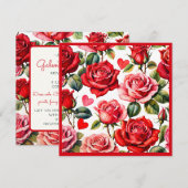 Rosey Galentine's Day Dames Brunch Kaart (Voorkant / Achterkant)