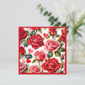 Rosey Galentine's Day Dames Brunch Kaart (Staand voorkant)