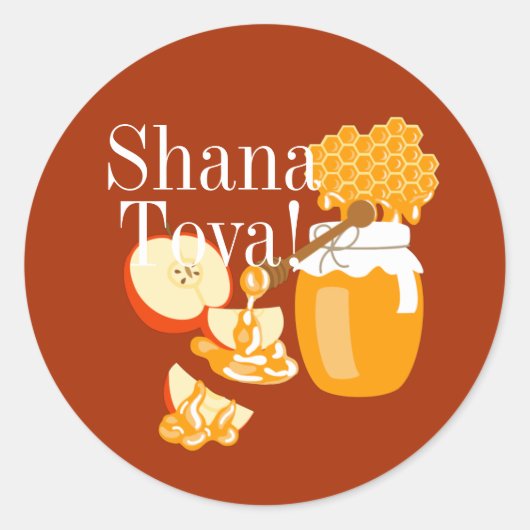 Rosh Hashana Apples and Honey Ronde Sticker (Voorkant)