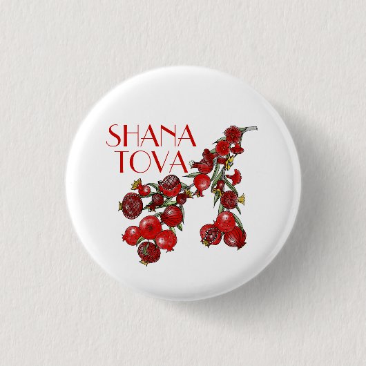 Rosh Hashana Pomegranates Ronde Button 3,2 Cm (Voorkant)