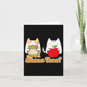 Rosh Hashana voor kattenmensen Kawaii - Happy Jewi Kaart