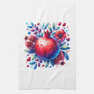 Rosh Hashana Water kleur Granaatappel Theedoek