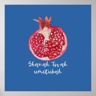 Rosh HaShana wil een goed jaar. Pomegranaat Poster