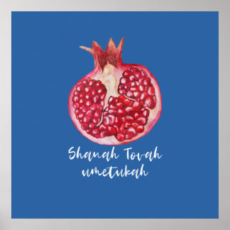 Rosh HaShana wil een goed jaar. Pomegranaat Poster