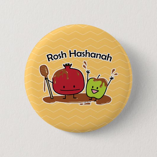 Rosh Hashanah appel granaatappel honing Joods nieu Ronde Button 5,7 Cm (Voorkant)