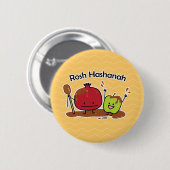 Rosh Hashanah appel granaatappel honing Joods nieu Ronde Button 5,7 Cm (Voorkant /achterkant)