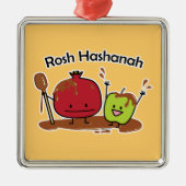 Rosh Hashanah apple pomegranate honey Jewish new Metalen Ornament (Voorkant)
