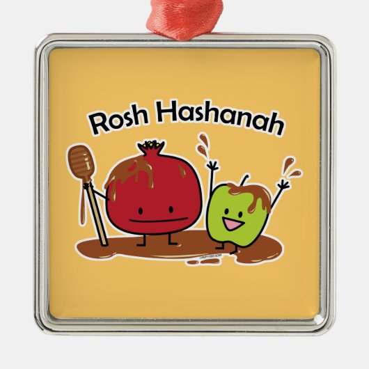 Rosh Hashanah apple pomegranate honey Jewish new Metalen Ornament (Voorkant)